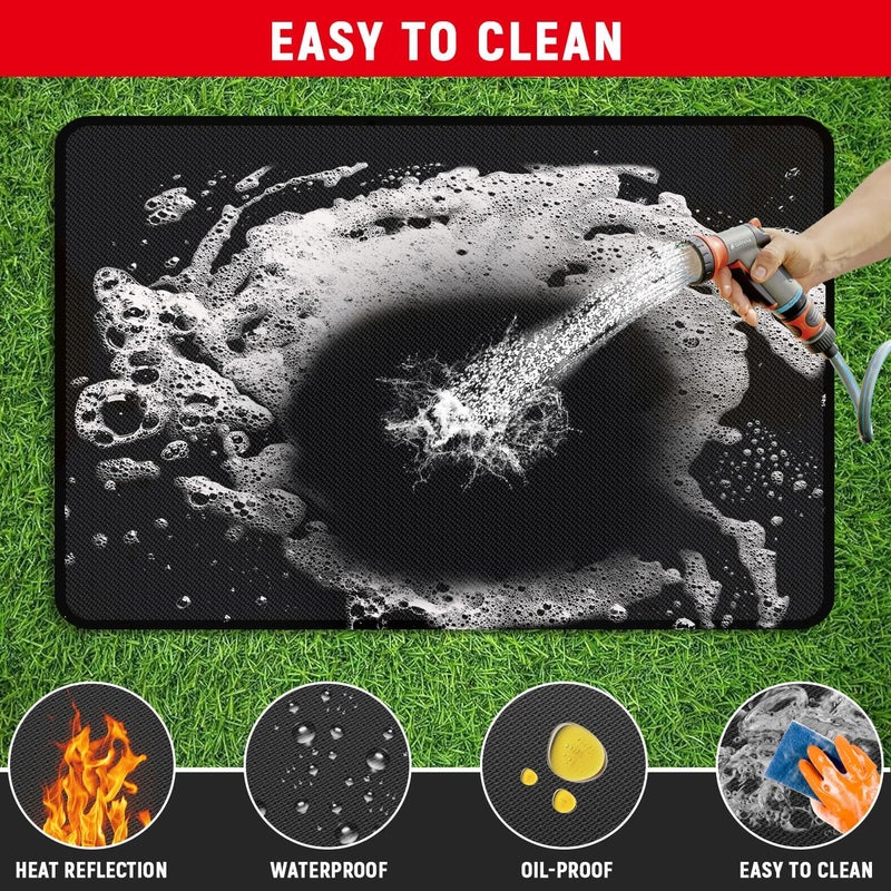 rumlick 75 x 48 inch Under Grill Mats for Outdoor Grill, Double-Sided Fireproof, Oil and Waterproof Protective Mat for Grass and Deck, Outerdoor BBQ Fire Pit Fireplace Mat - Image 3